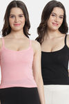 Bleeding Heart Cotton Camisole (Pack of 2) - Pink Black — thumbnail 1